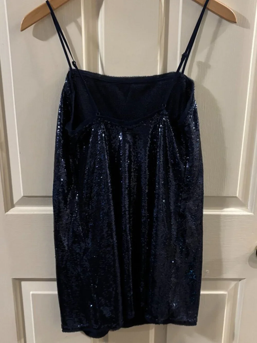 Free People Time to Shine Sequin Navy Blue Slip Dress ~ Extra Small